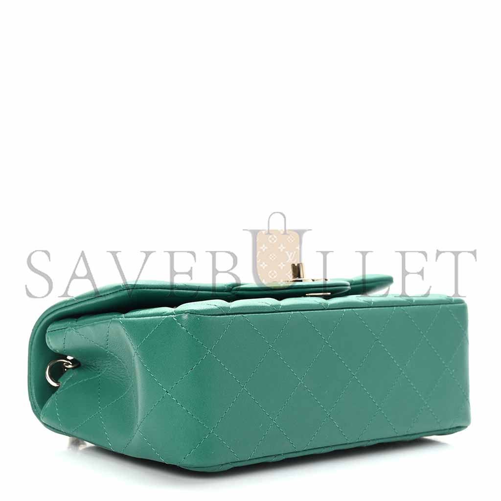 Ch*el lambskin quilted mini rectangular flap green (20*12*6cm)